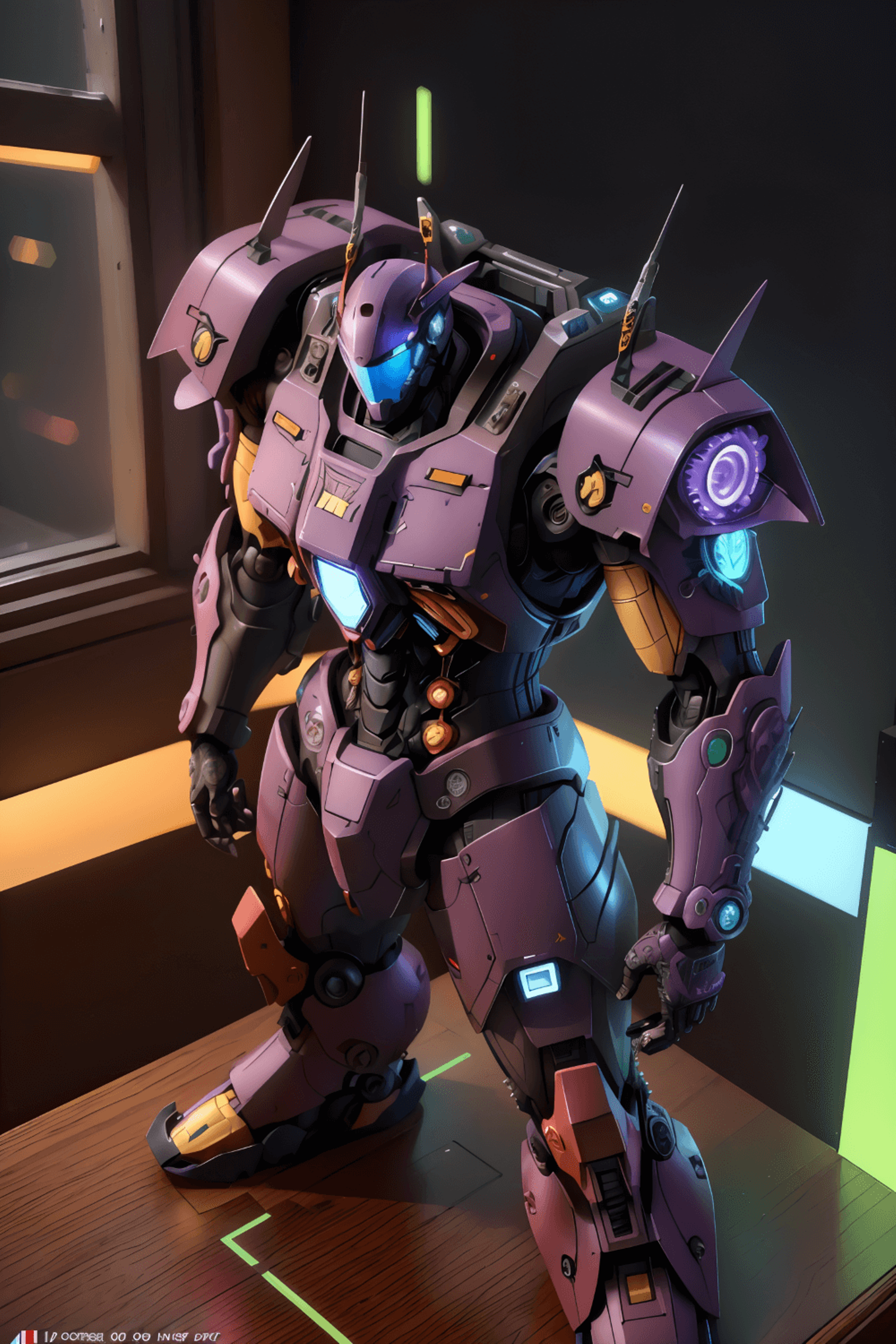 A purple mech figurine