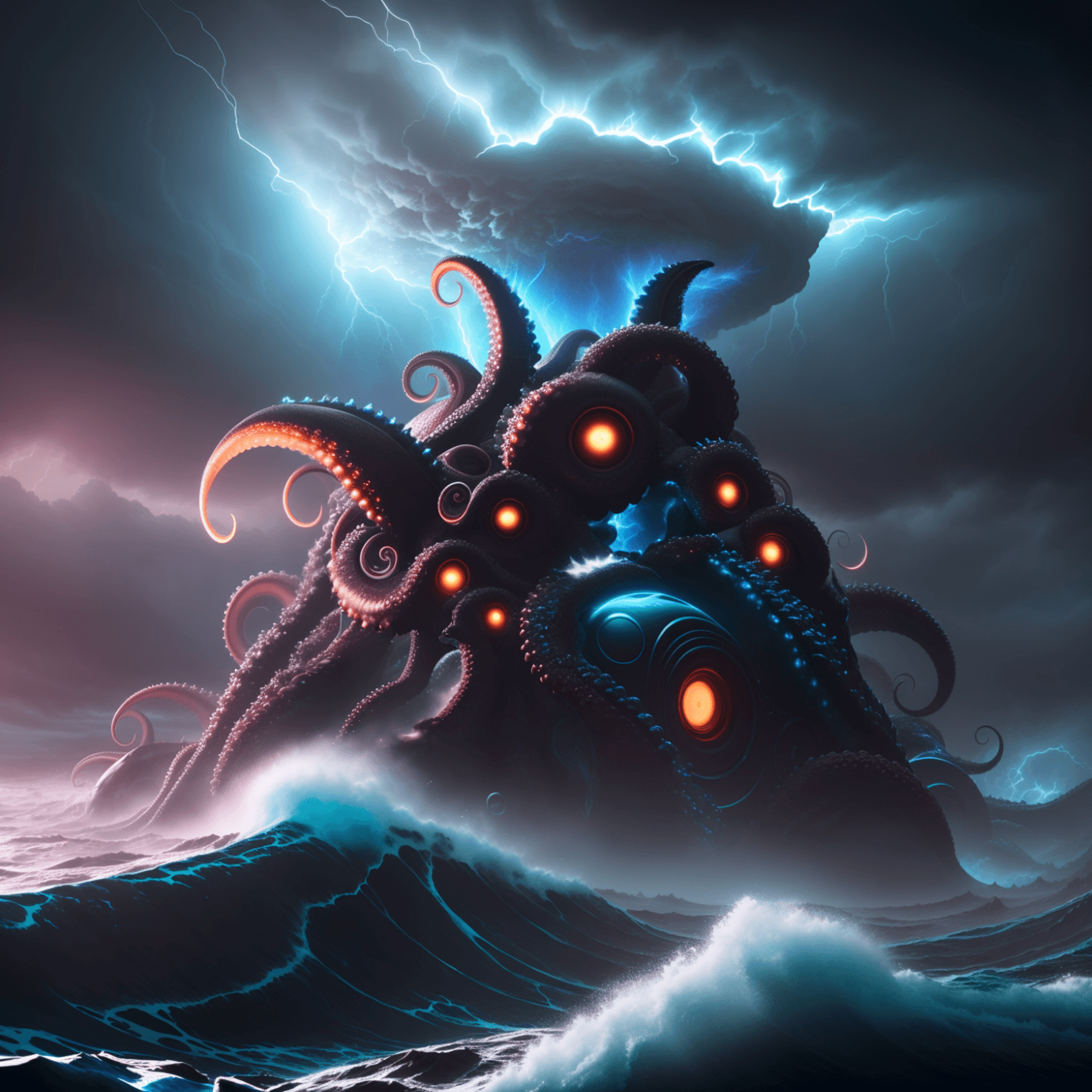 Tentacled monster in the ocean