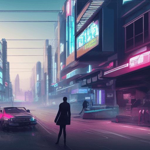 A cyberpunk city street