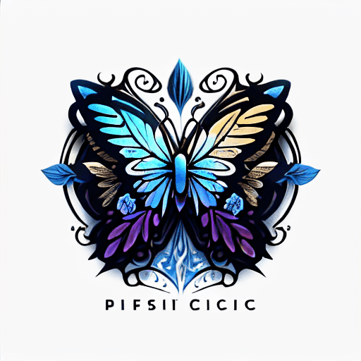 Company logo featuring a butterfly