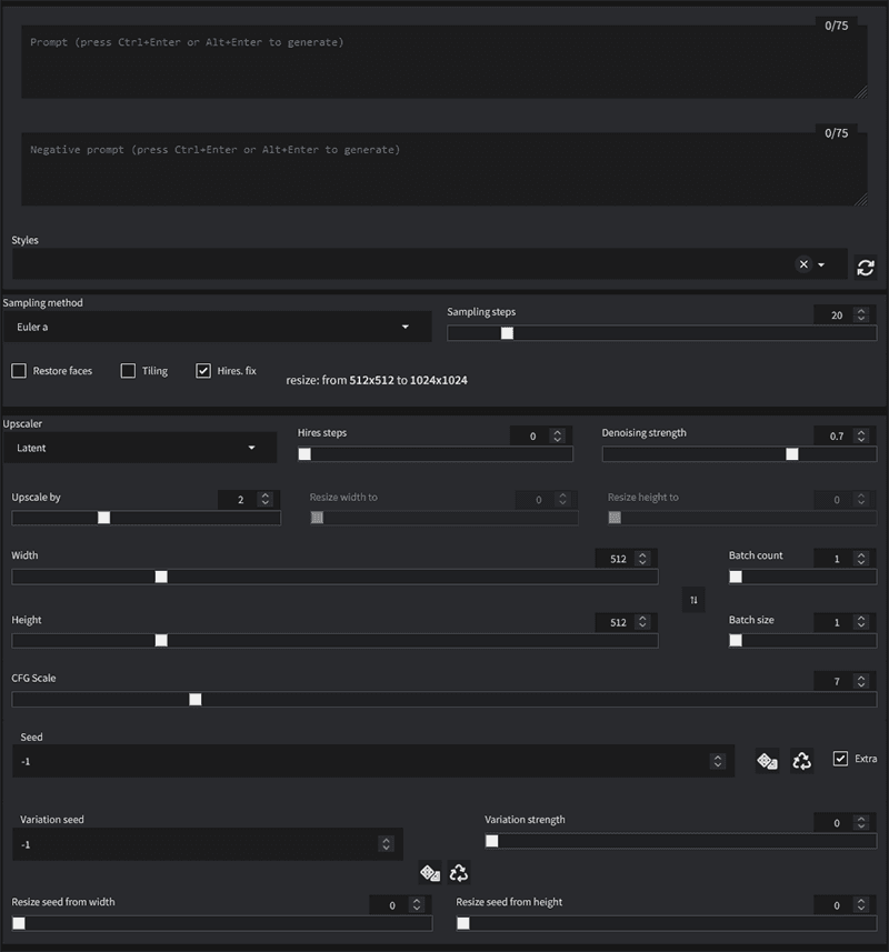 Screenshot of a web UI with many sliders and input boxes